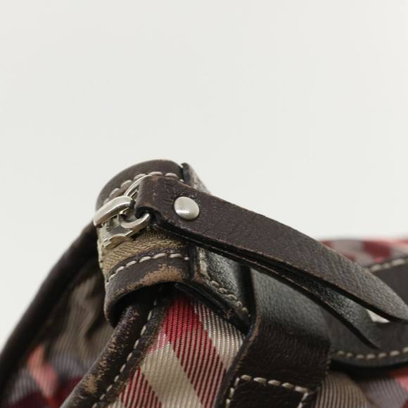 BURBERRY Nova Check Shoulder Bag Canvas Red Auth ti679 - Picture 10 of 16